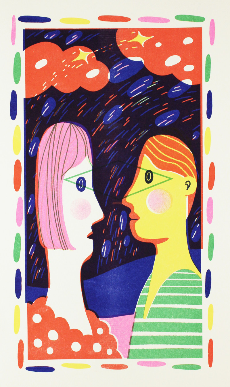 Seeing Eye to Eye, 11"x17", Risograph Print.