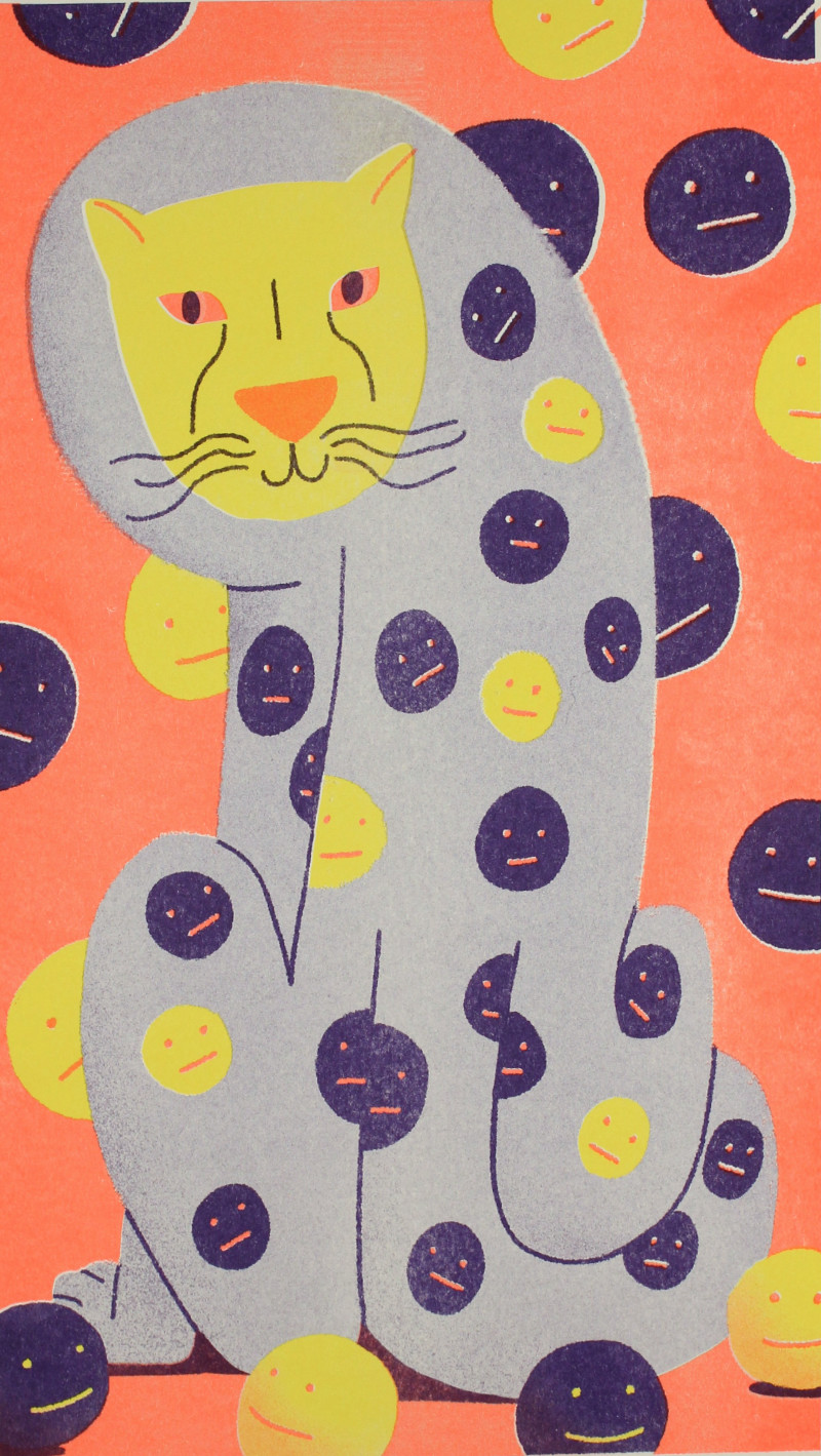 A Leopard Can't See Its Spots, 11"x17", Risograph Print.